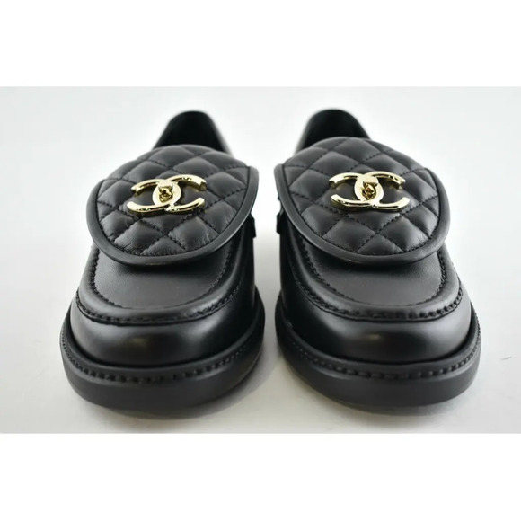 Chanel REV Black Quilted Flap Turnlock CC Logo Mule Slip On Flat Loafer 41 - Picture 6 of 12